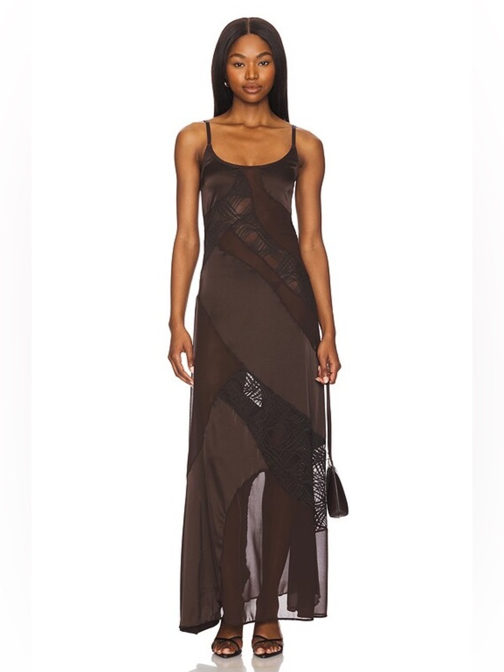 OW Collection Laney Maxi Slip Dress in Brown Size XS